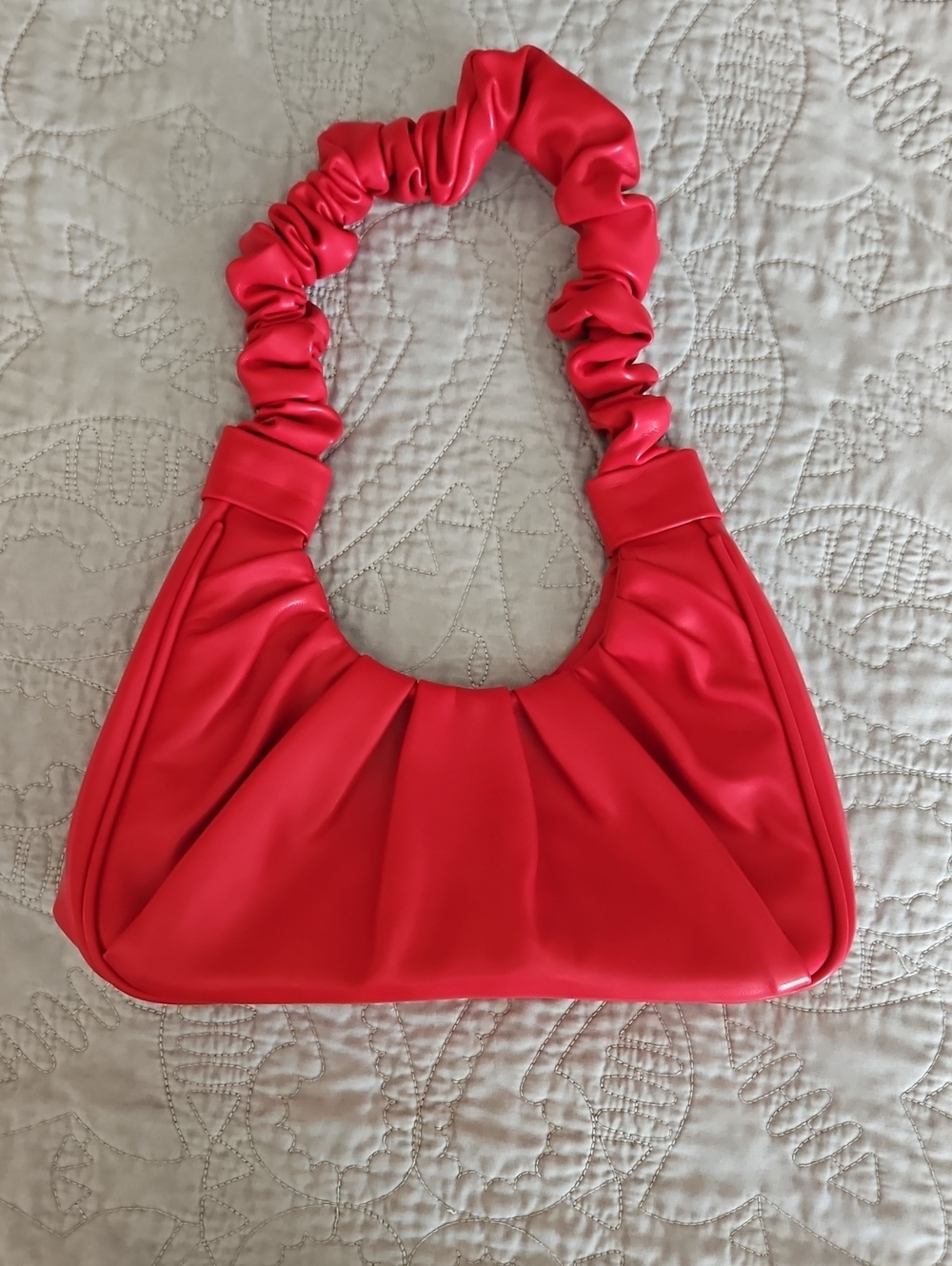 Source Unknown Red Ruched-Handle Shoulder Bag